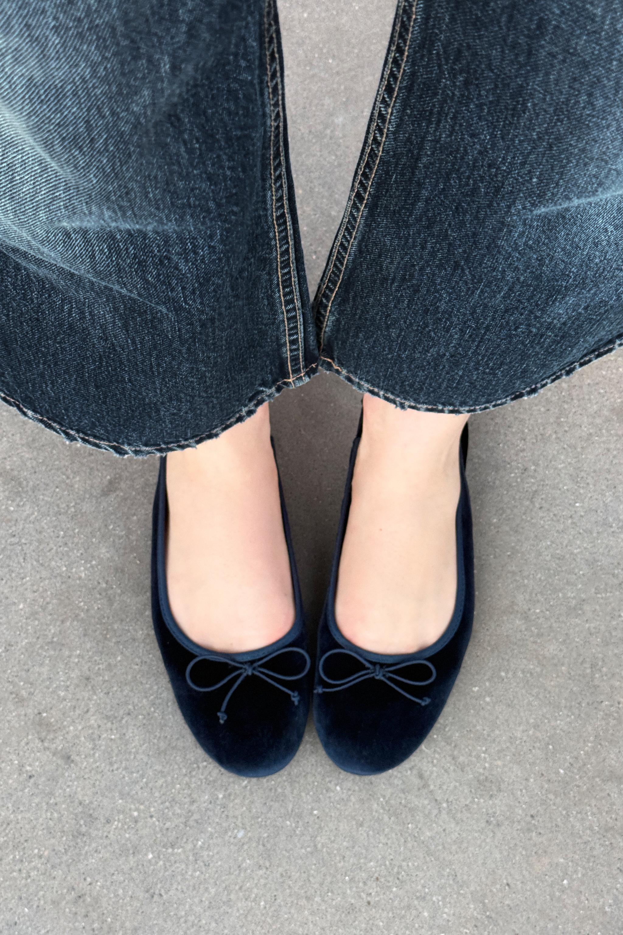 VELVET EFFECT SLINGBACK BALLET FLATS